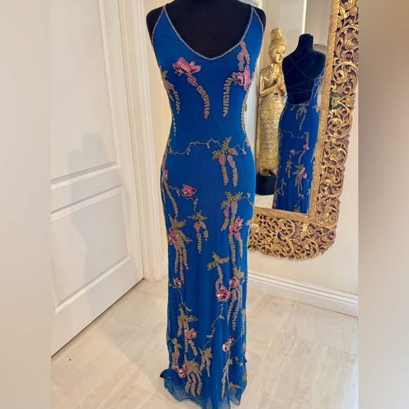 Attitudes by Debra Dresses & Skirts - Elegant Blue hand beaded, and hand embroidered Floral Embellished Dress